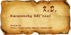 Kacsovszky Dániel névjegykártya